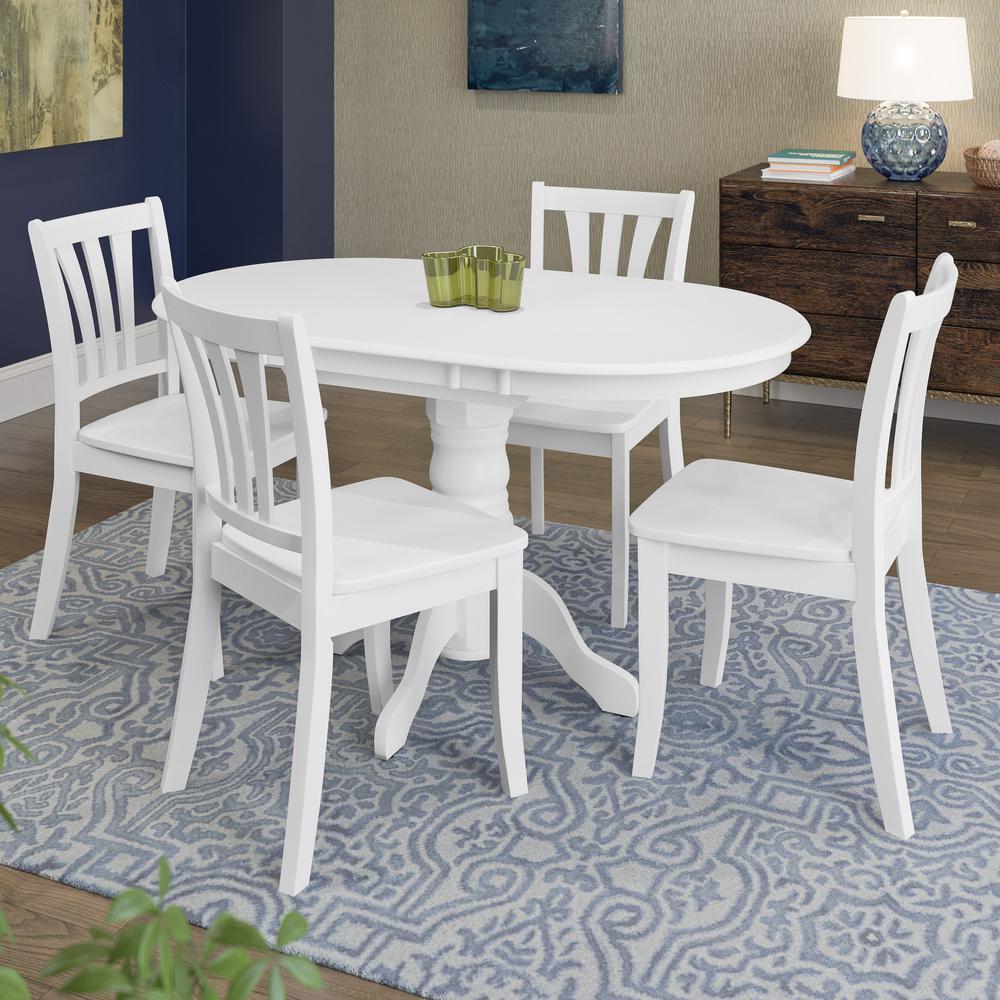 Dillon 5 Piece Extendable White Wooden Dining Set. Picture 2