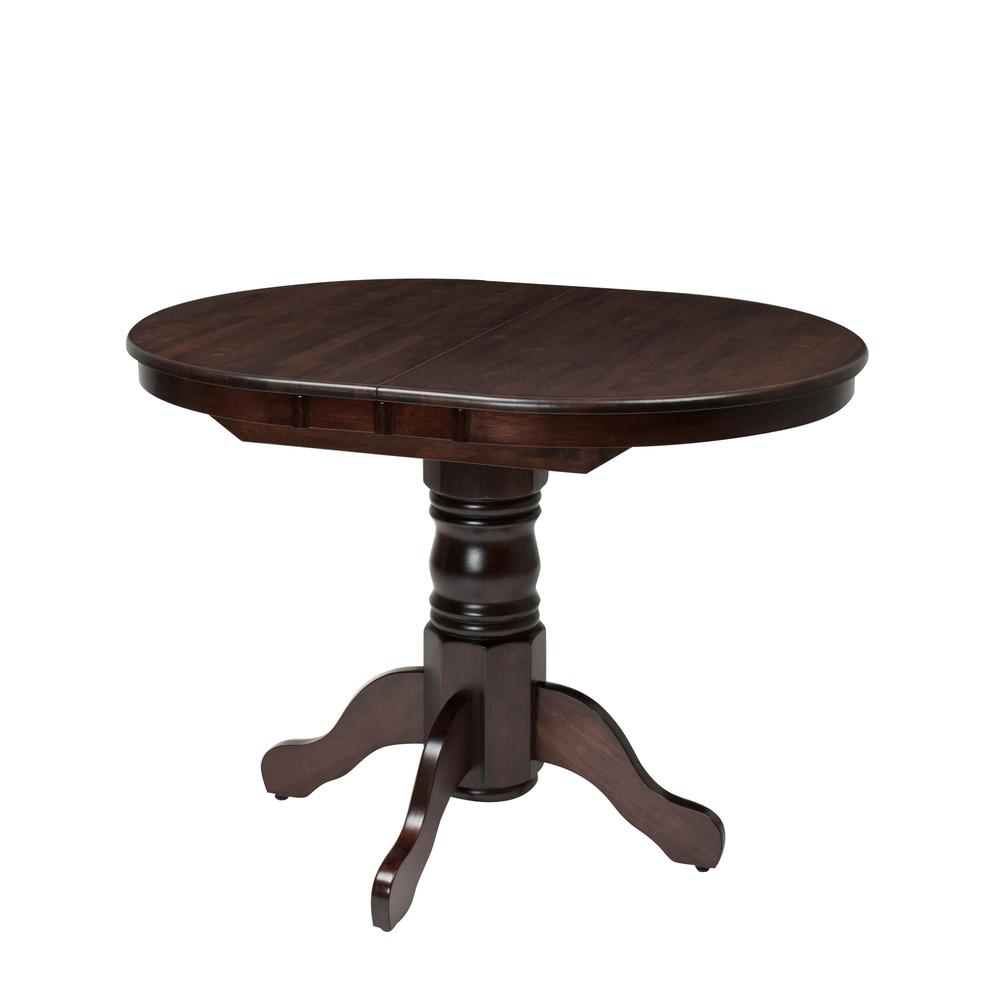 Dillon Extendable Cappuccino Stained Oval Pedestal Dining Table with 12in Butterfly Leaf. The main picture.