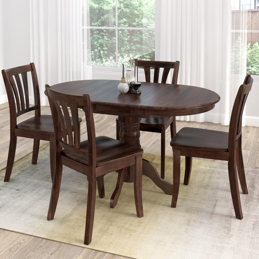 Dillon 5 Piece Extendable Cappuccino Stained Solid Wood Dining Set. Picture 2