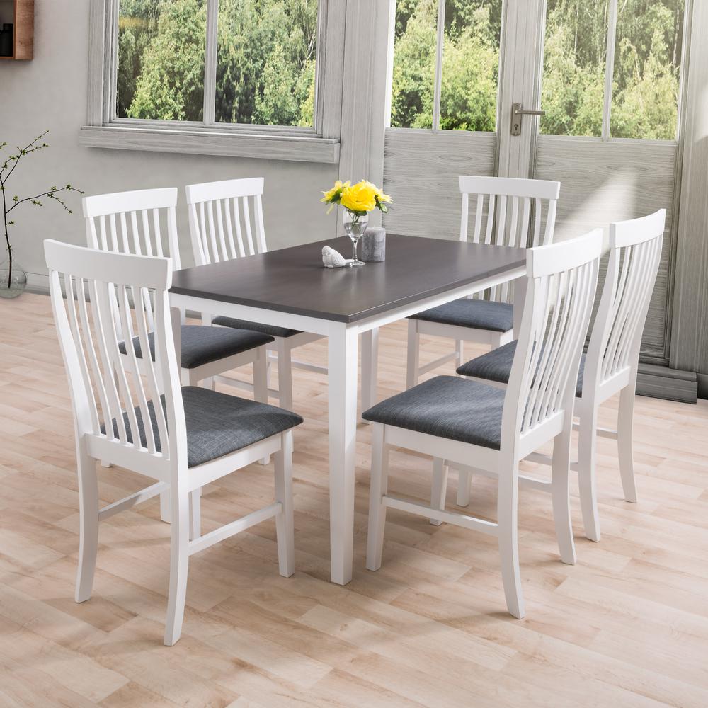 DSW-100-Z2 Michigan Dining Set in Two Tone Grey and White, 7pc. Picture 2