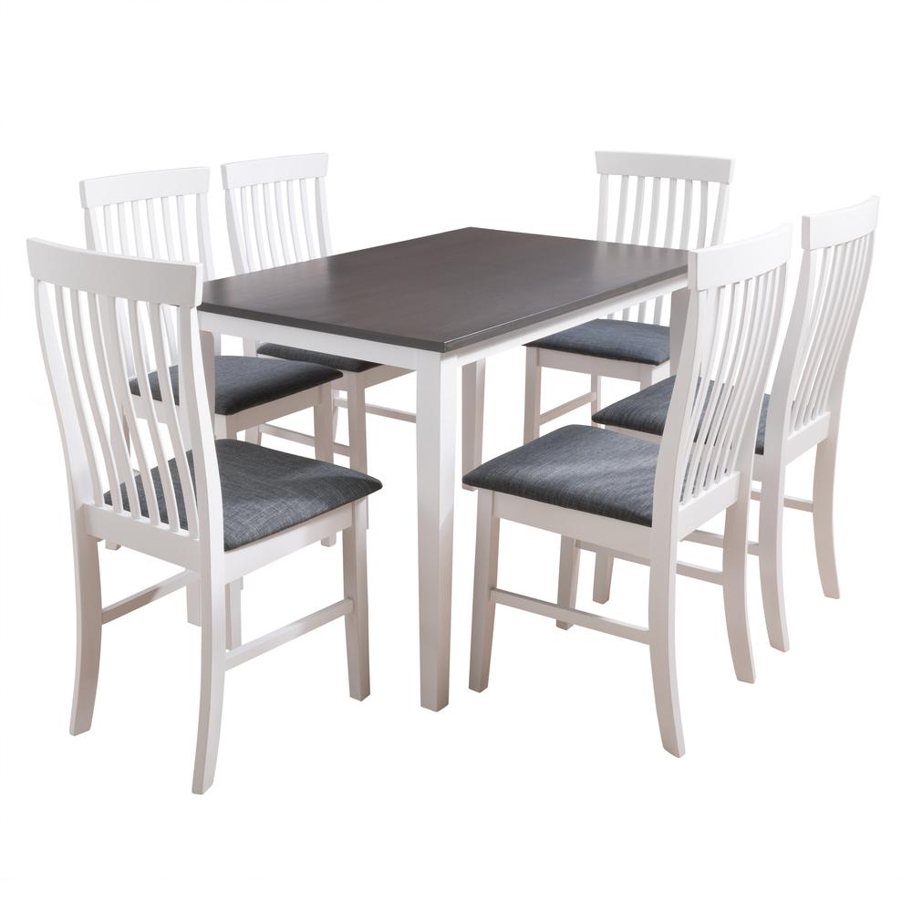 DSW-100-Z2 Michigan Dining Set in Two Tone Grey and White, 7pc. Picture 1