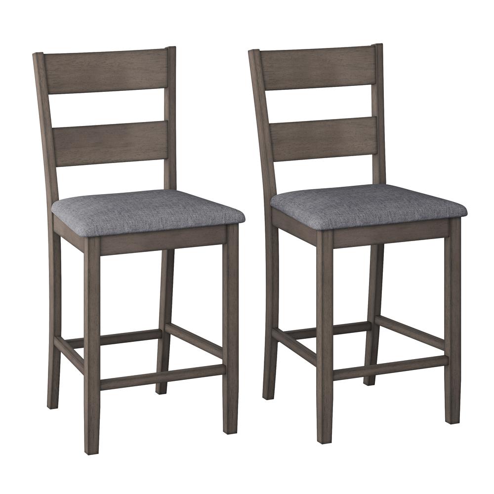 CorLiving Tuscany Washed Grey Counter Height Dining Chair, Set of 2. Picture 1