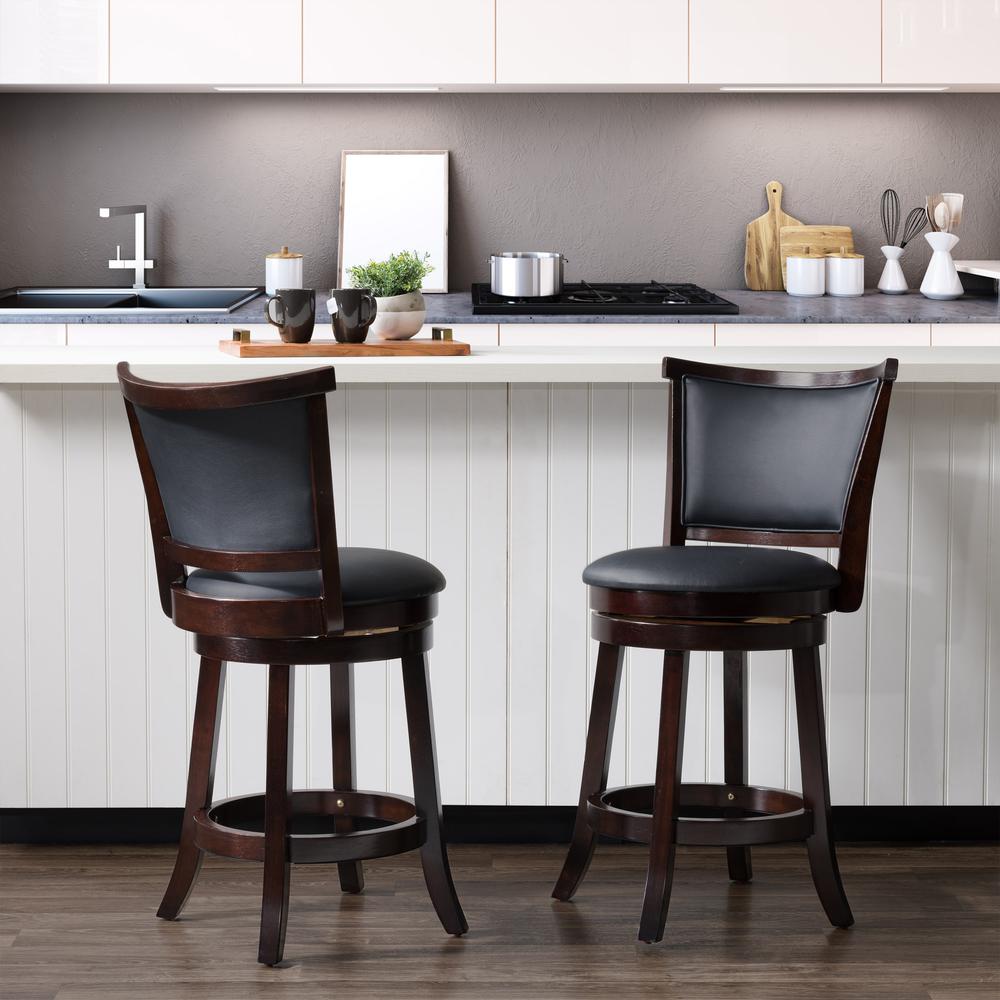 Woodgrove Brown Wood Counter Height Barstool with Bonded Leather Seat, set of 2. Picture 6