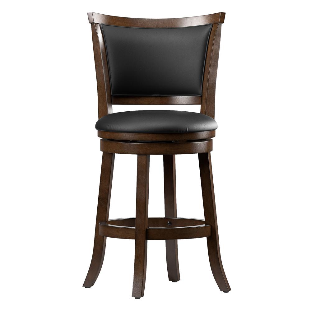 Woodgrove Brown Wood Counter Height Barstool with Bonded Leather Seat, set of 2. Picture 2