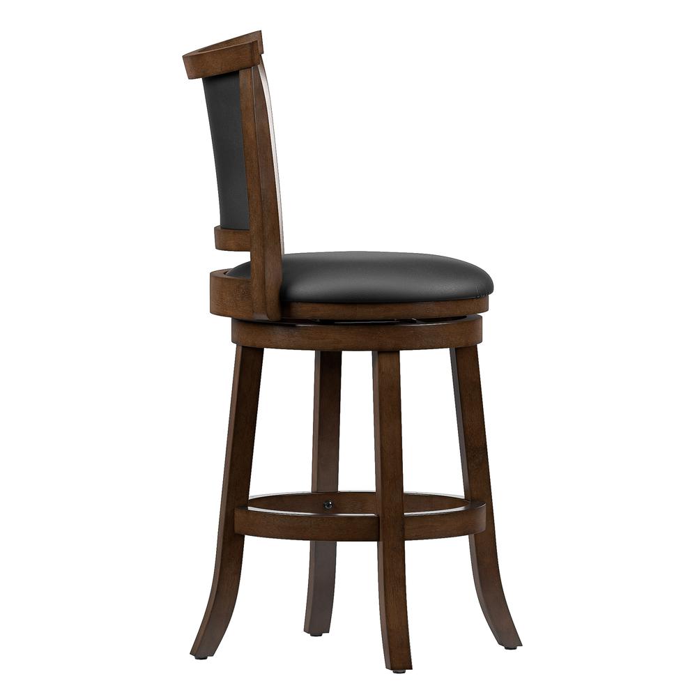 Woodgrove Brown Wood Counter Height Barstool with Bonded Leather Seat, set of 2. Picture 3