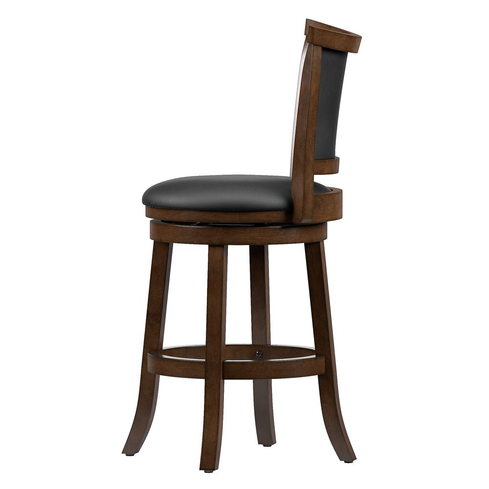Woodgrove Brown Wood Counter Height Barstool with Bonded Leather Seat, set of 2. Picture 5
