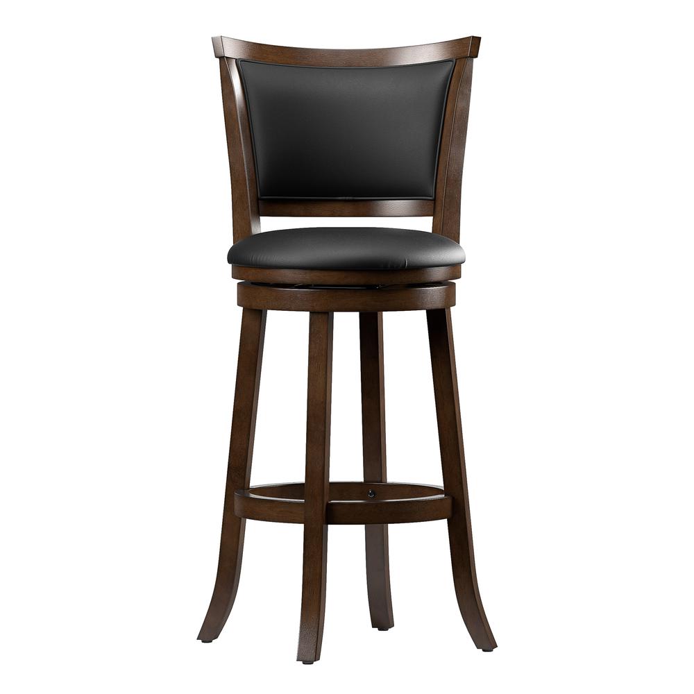 Woodgrove Brown Wood Bar Height Barstool with Bonded Leather Seat, set of 2. Picture 2