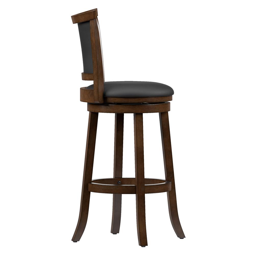 Woodgrove Brown Wood Bar Height Barstool with Bonded Leather Seat, set of 2. Picture 3