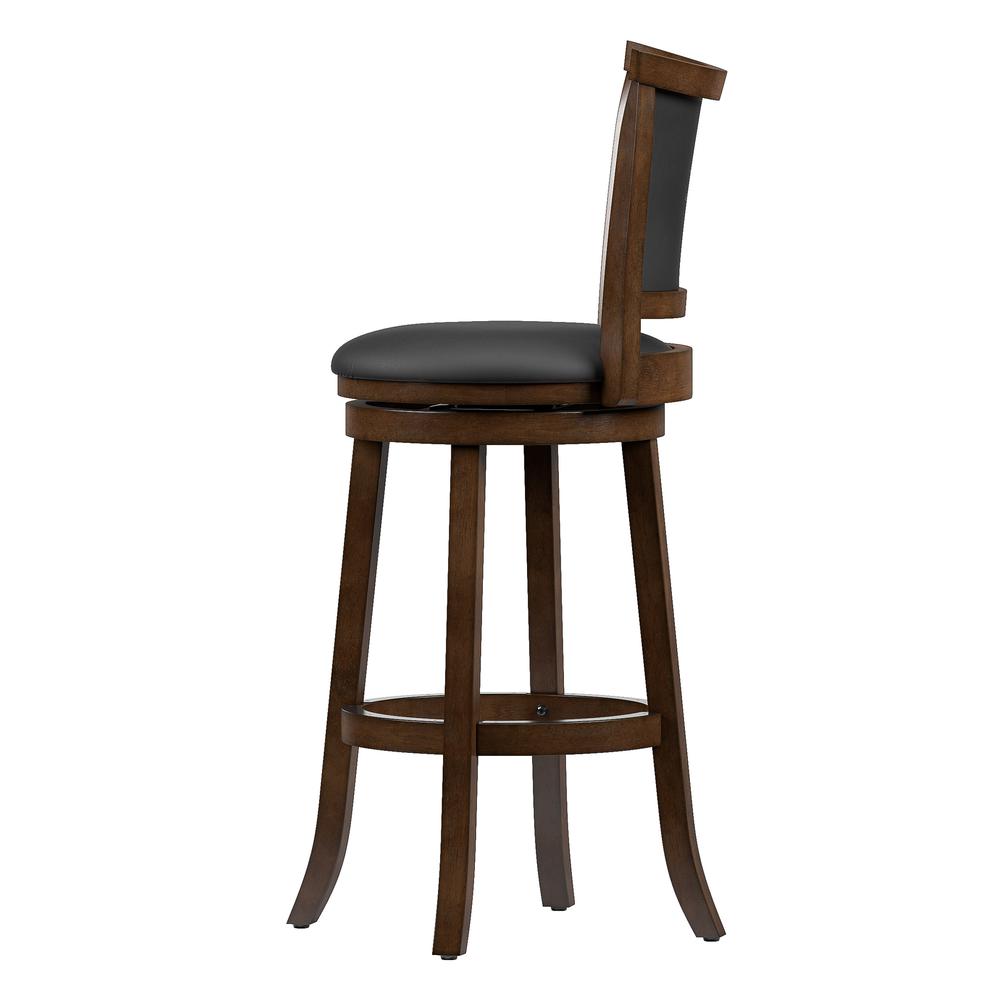 Woodgrove Brown Wood Bar Height Barstool with Bonded Leather Seat, set of 2. Picture 5