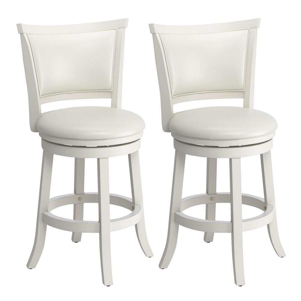 Woodgrove White Wash Counter Height Barstool with Leatherette Seat, set of 2. Picture 1