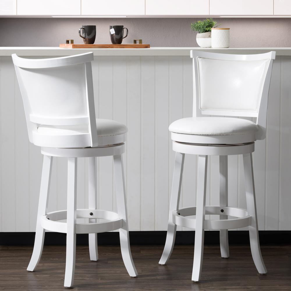 Woodgrove White Wash Bar Height Barstool with Leatherette Seat, set of 2. Picture 6