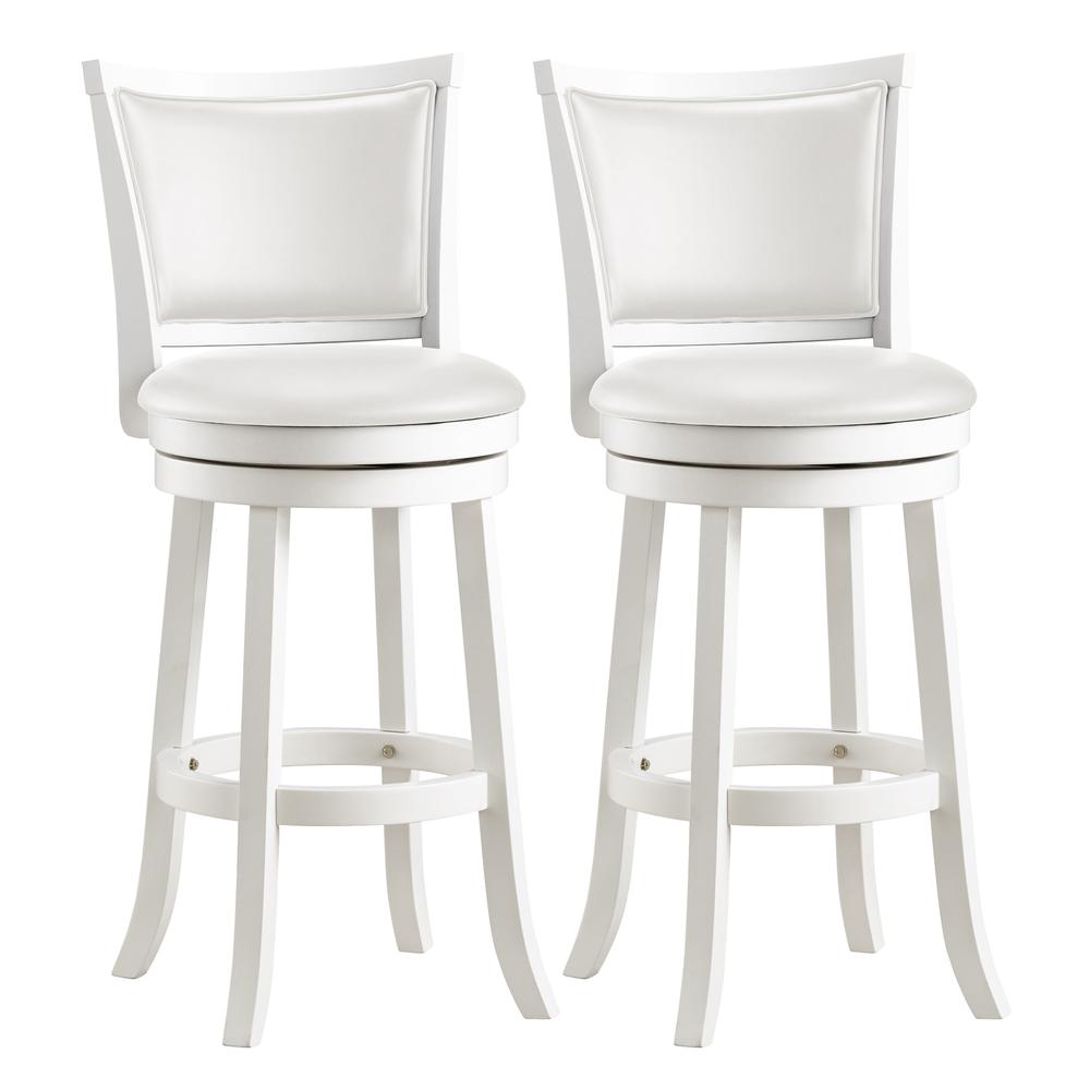 Woodgrove White Wash Bar Height Barstool with Leatherette Seat, set of 2. Picture 1