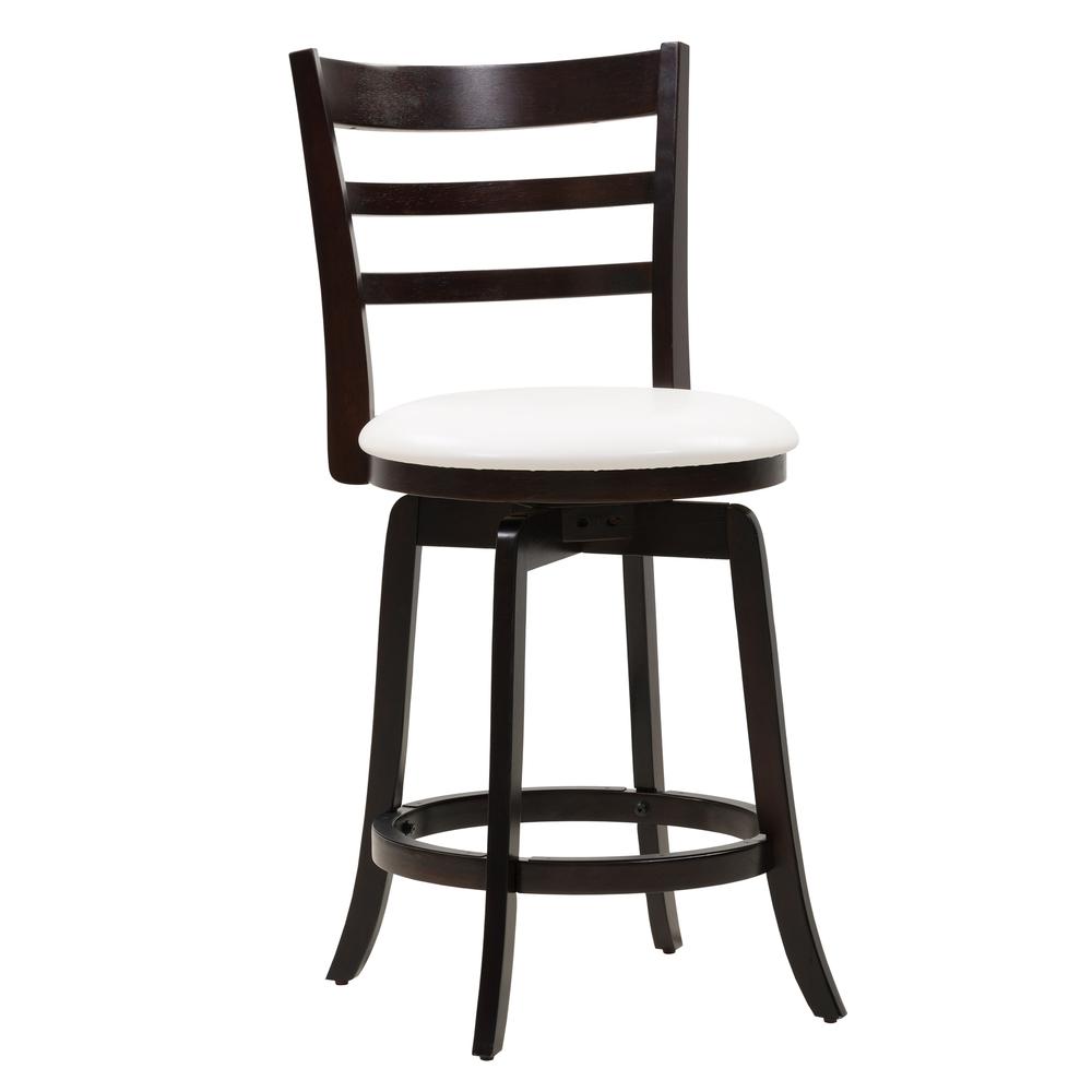 Woodgrove Counter Height Barstool in Espresso and White Leatherette. Picture 1