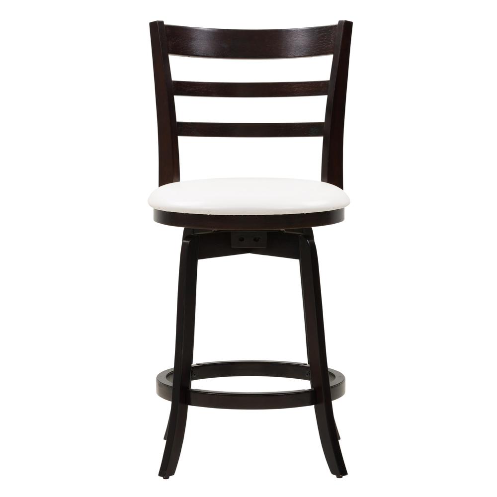 Woodgrove Counter Height Barstool in Espresso and White Leatherette. Picture 2