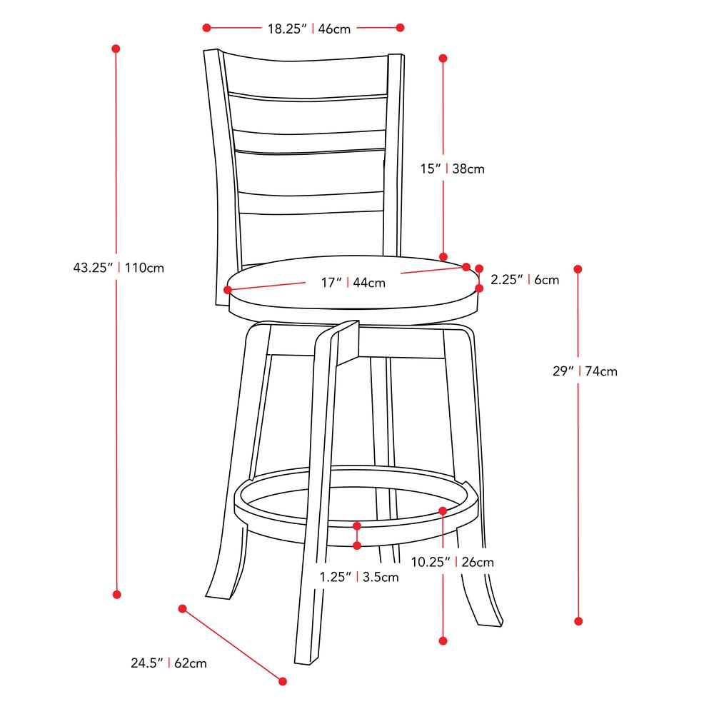 Woodgrove Bar Height Barstool in Espresso and White Leatherette. Picture 4