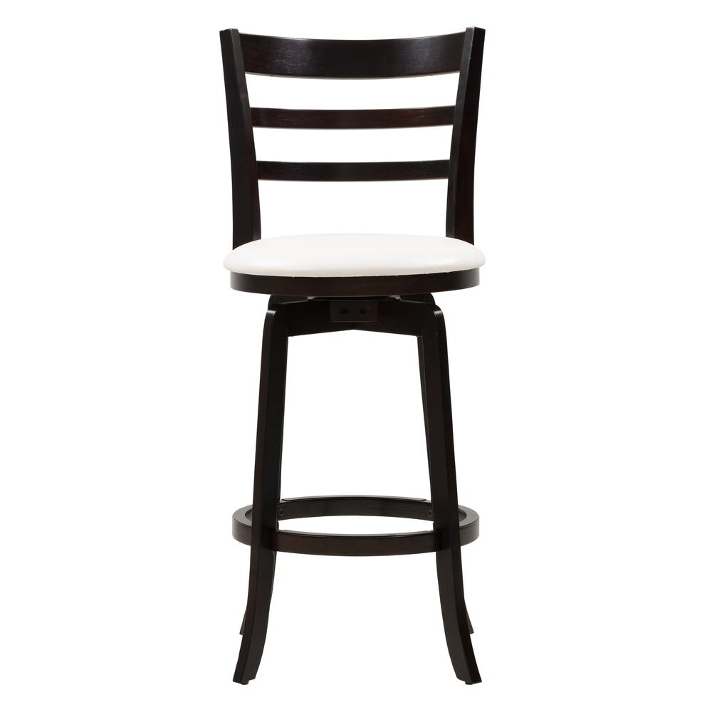 Woodgrove Bar Height Barstool in Espresso and White Leatherette. Picture 2
