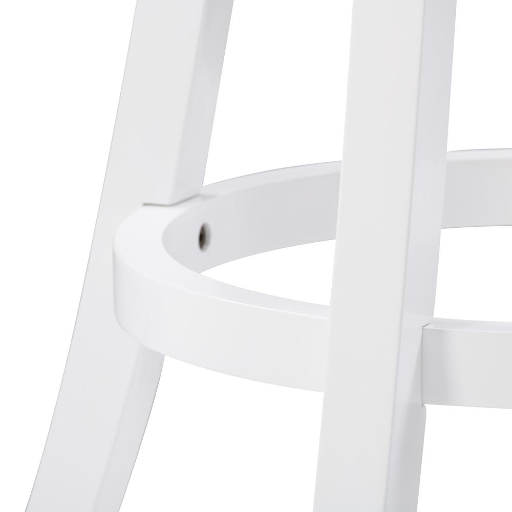 CorLiving Woodgrove White Faux Leather Swivel Barstool, Set of 2, White. Picture 9