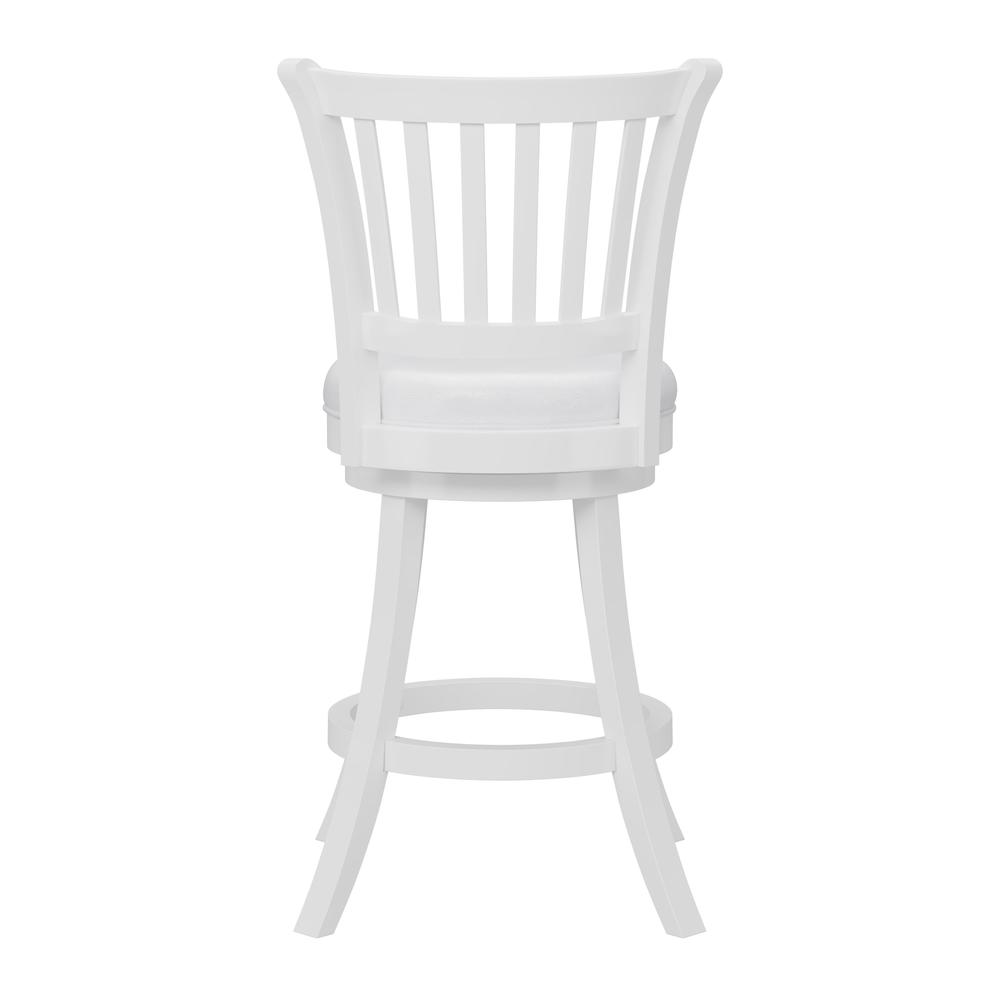 CorLiving Woodgrove White Faux Leather Swivel Barstool, Set of 2, White. Picture 4