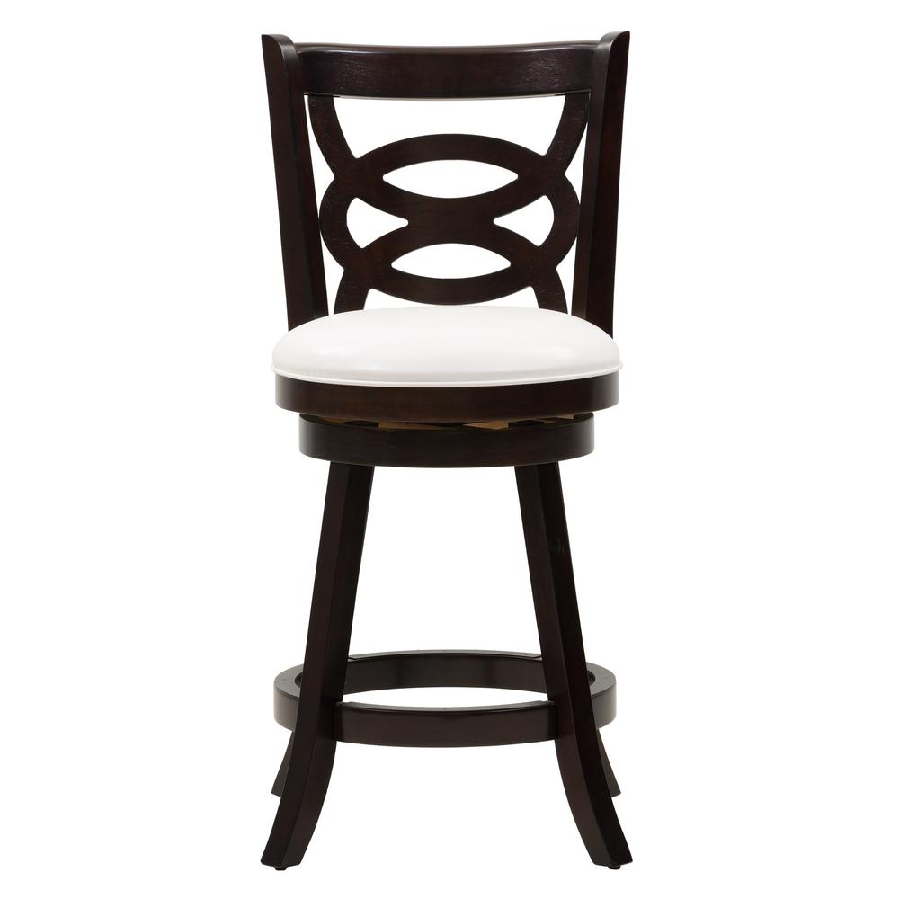 Woodgrove Cappuccino Stained Counter Height Barstool with Leatherette Seat, set of 2. Picture 2