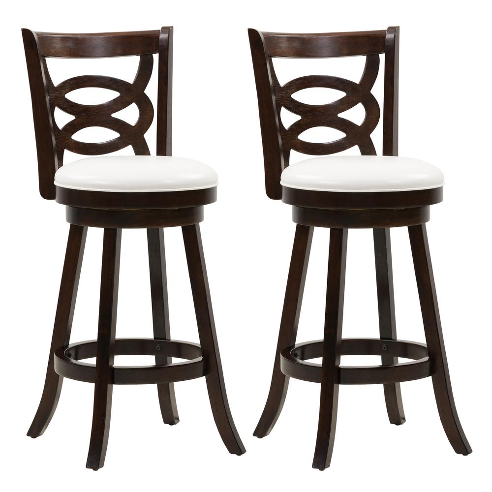 Woodgrove Cappuccino Stained Bar Height Barstool with Leatherette Seat, set of 2. The main picture.
