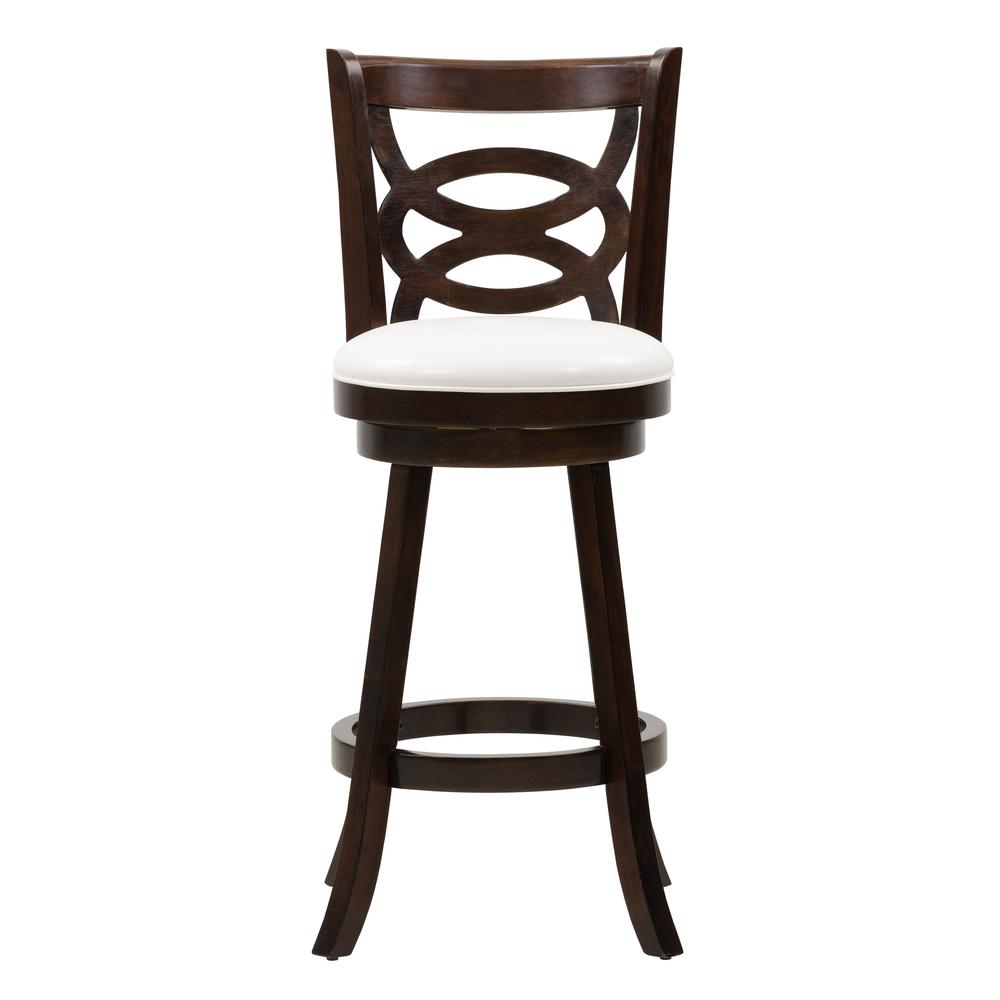 Woodgrove Cappuccino Stained Bar Height Barstool with Leatherette Seat, set of 2. Picture 2