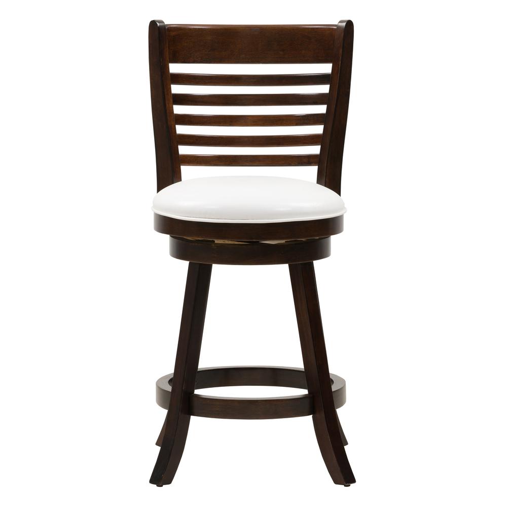 Woodgrove Cappuccino Stained Counter Height Barstool with Leatherette Seat, set of 2. Picture 4