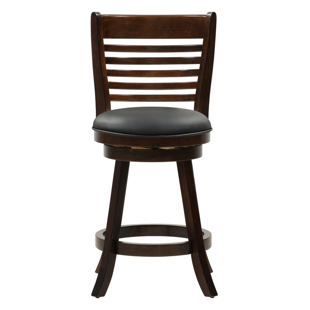 Woodgrove Cappuccino Stained Counter Height Barstool with Bonded Leather Seat, set of 2. Picture 2