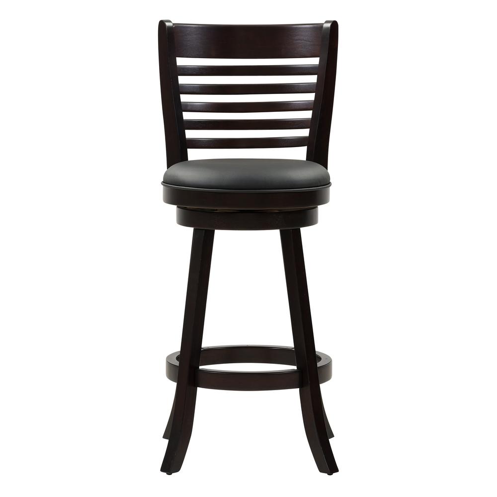 Woodgrove Cappuccino Stained Bar Height Barstool with Bonded Leather Seat, set of 2. Picture 2