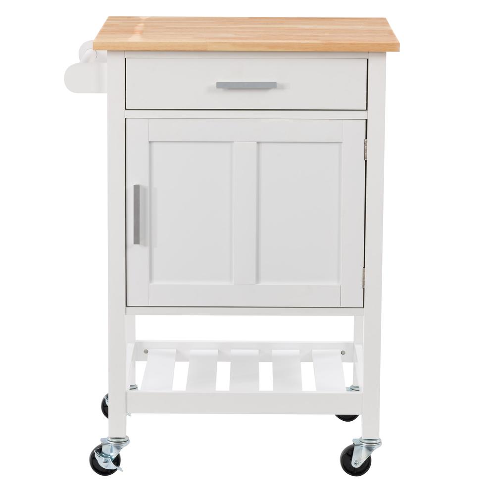 CorLiving Sage Wood Kitchen Cart, White. Picture 1