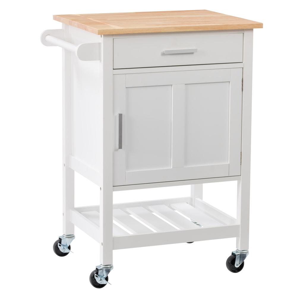 CorLiving Sage Wood Kitchen Cart, White. Picture 3