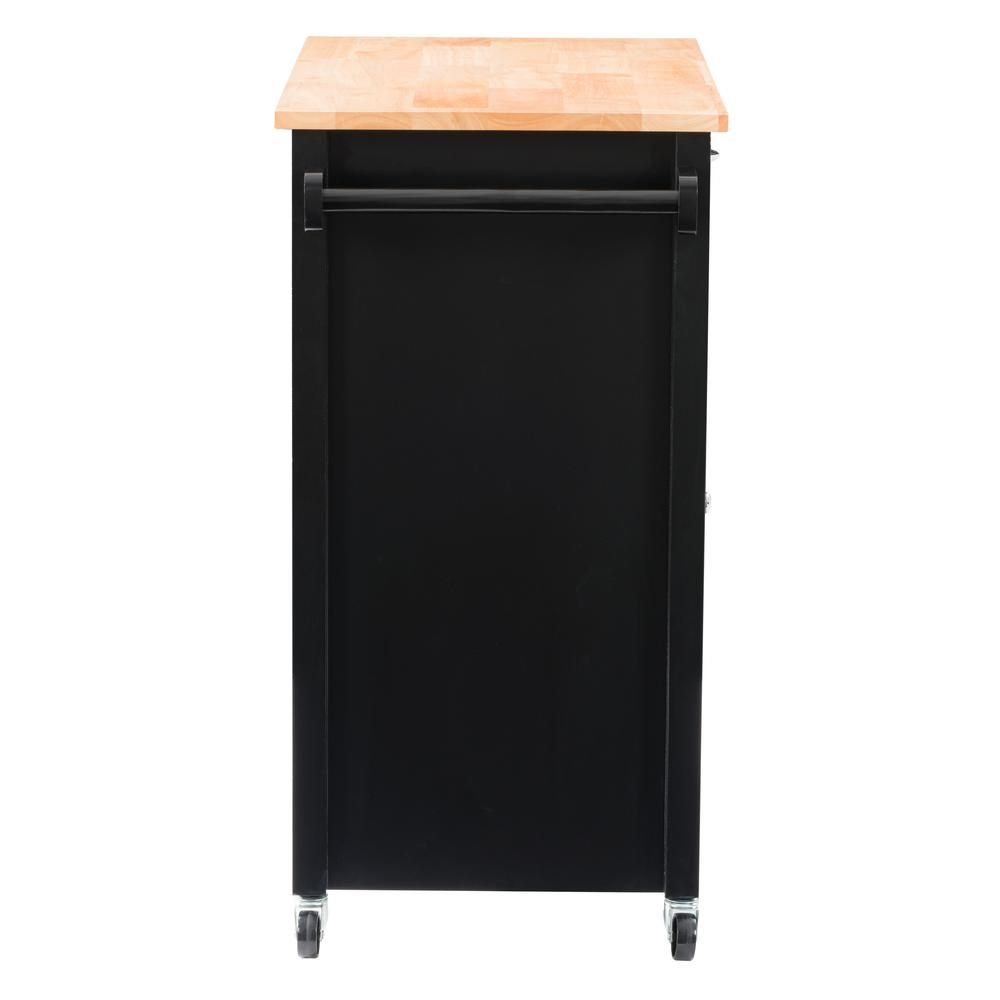 CorLiving Sage Wood Kitchen Cart With Cupboard, Black. Picture 5