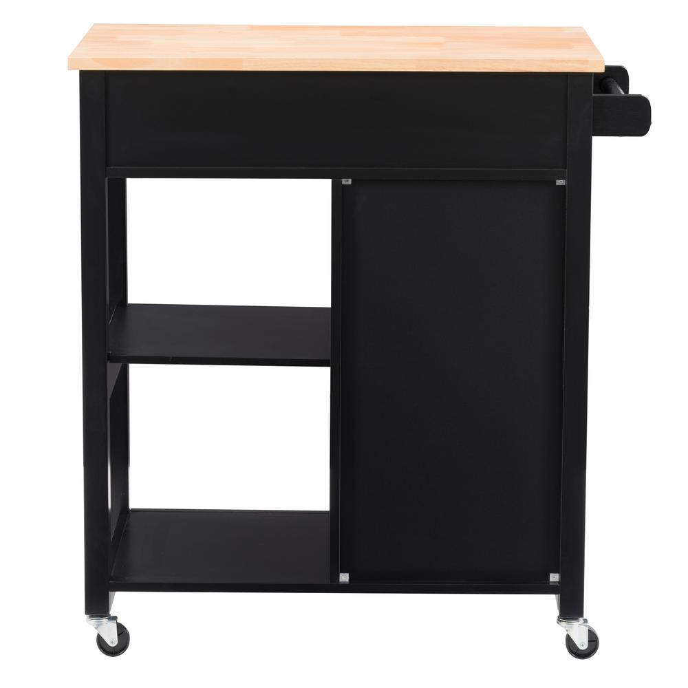 CorLiving Sage Wood Kitchen Cart With Cupboard, Black. Picture 6