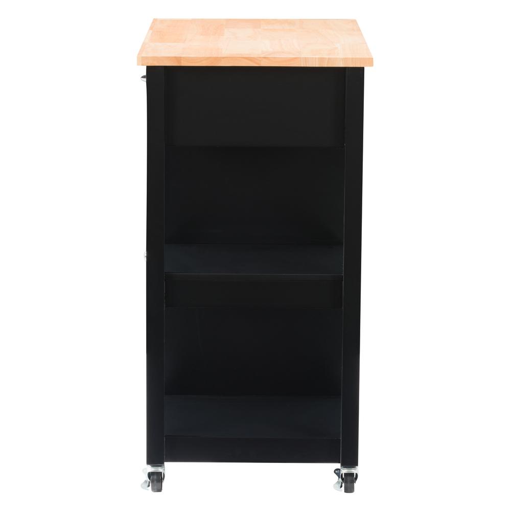 CorLiving Sage Wood Kitchen Cart With Cupboard, Black. Picture 7