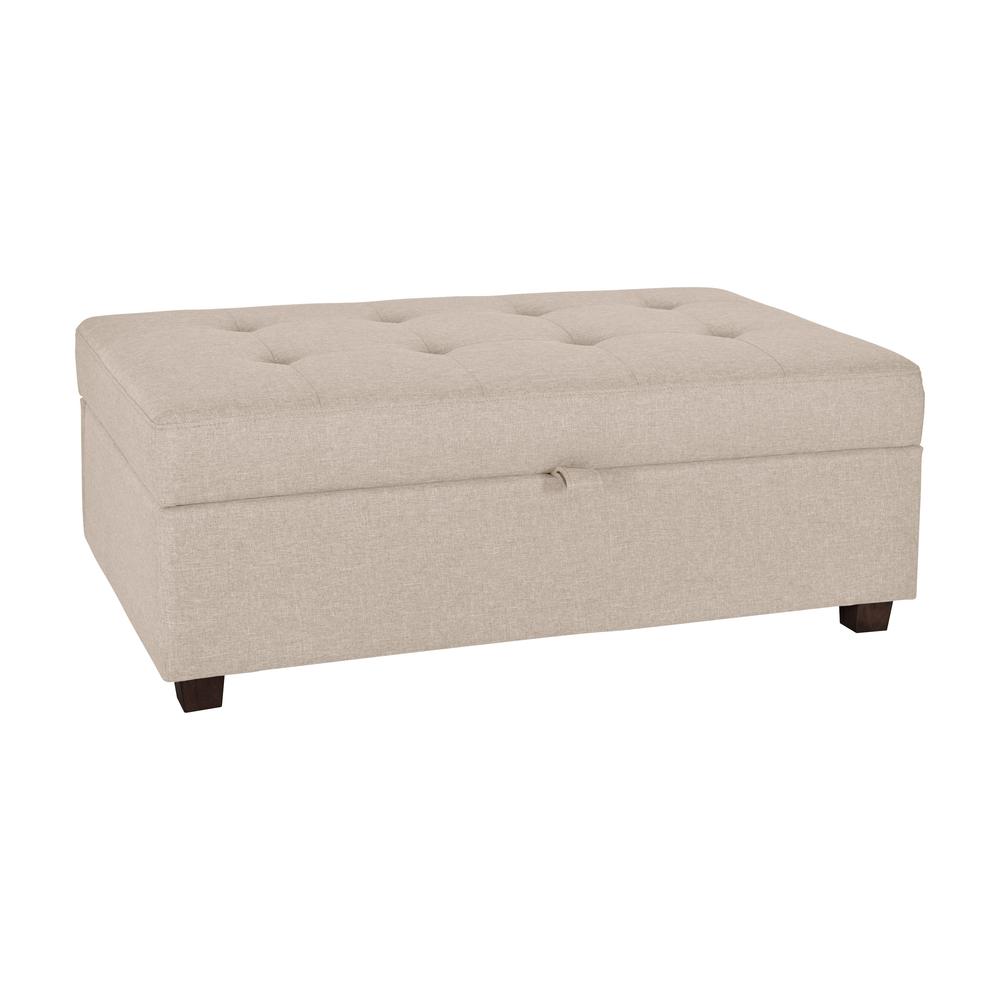 CorLiving Large Storage Ottoman Beige. Picture 2