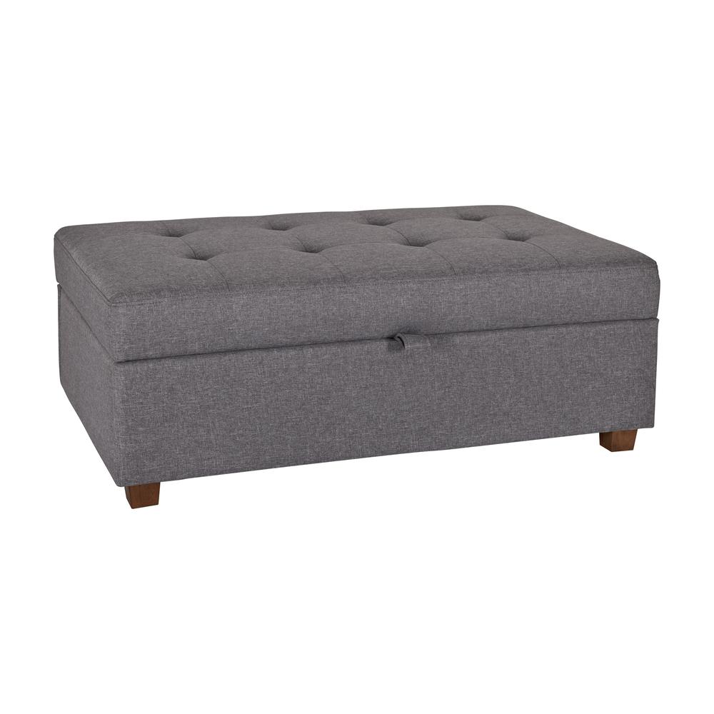 CorLiving Large Storage Ottoman Light Grey. Picture 2