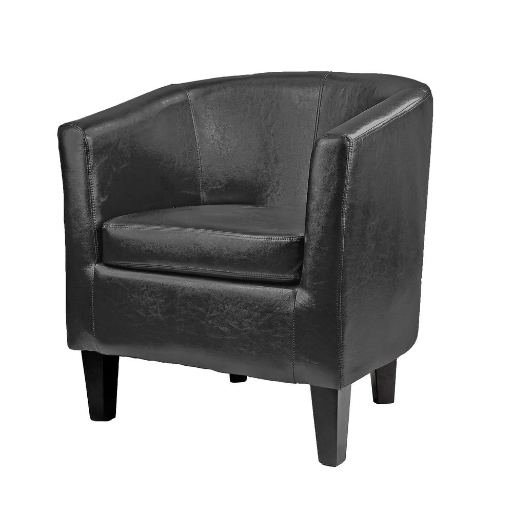 Antonio Tub Chair in Black Bonded Leather. Picture 2