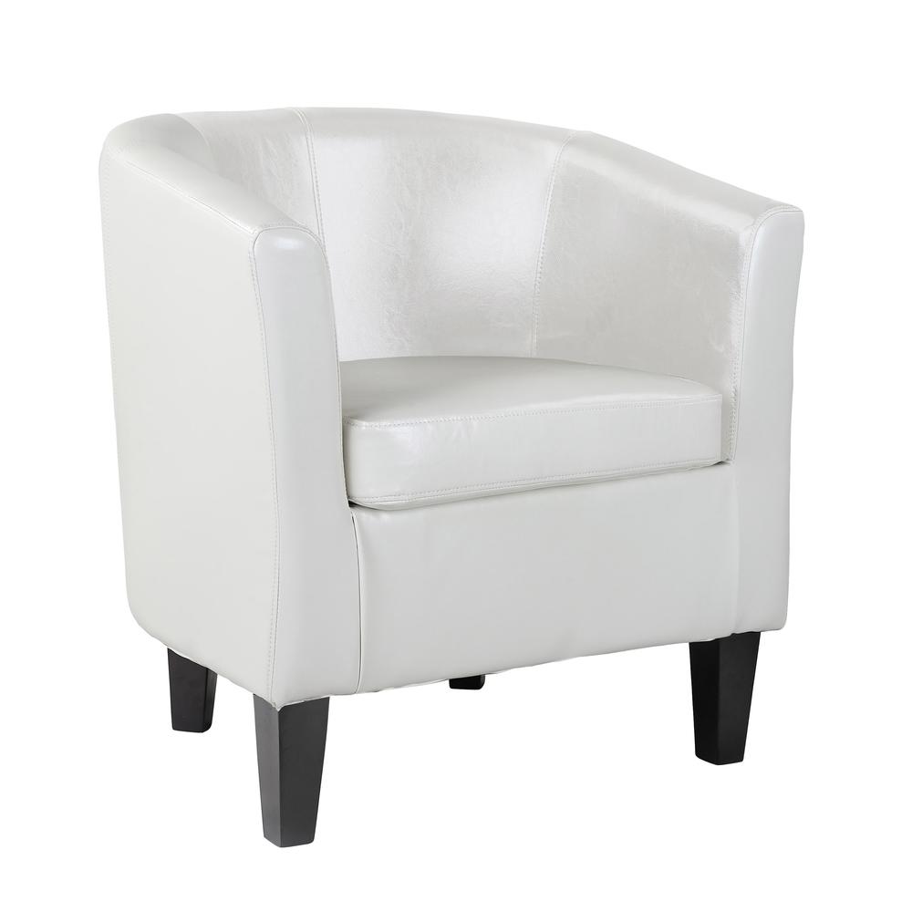 Antonio Tub Chair in White Bonded Leather. Picture 1