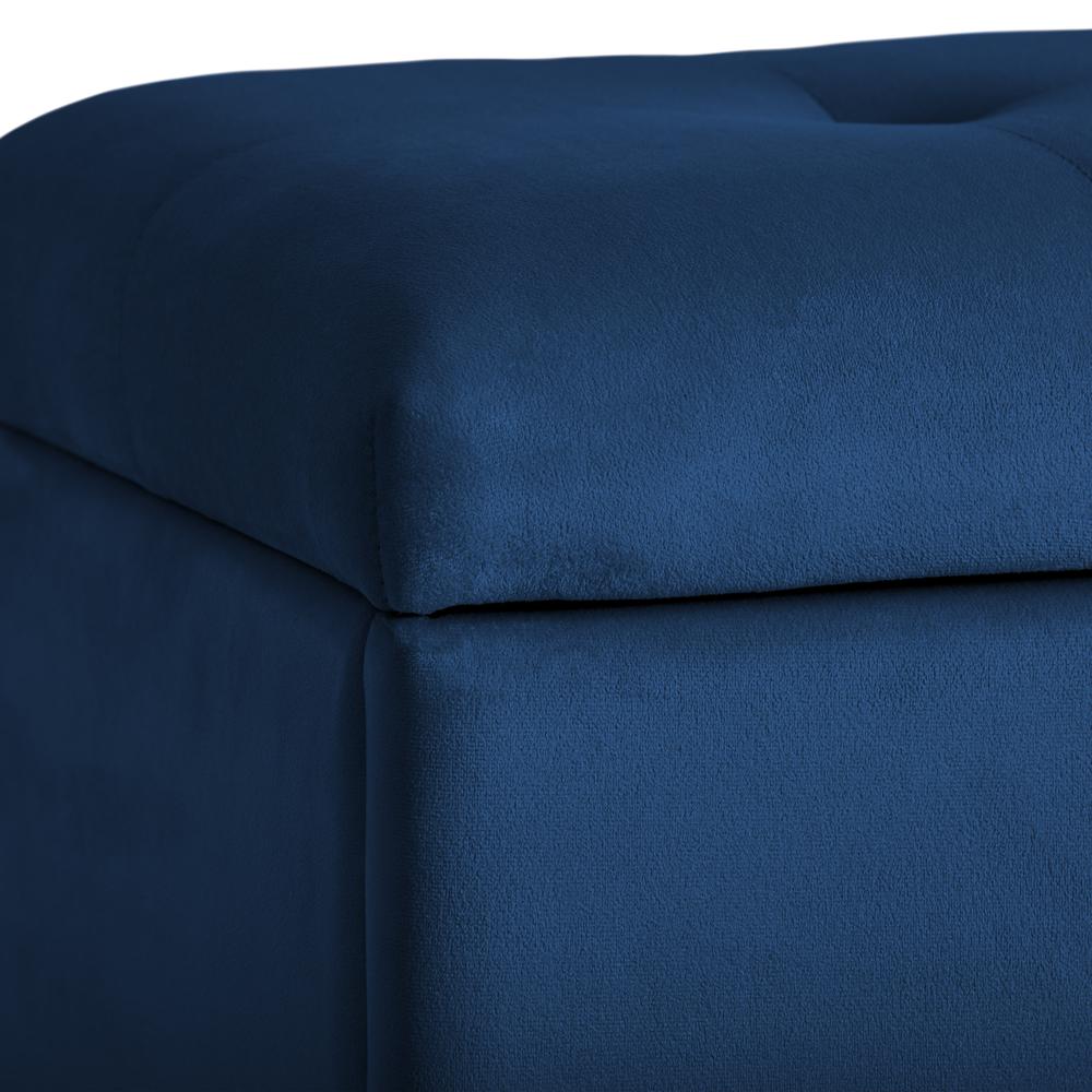 CorLiving Velvet Ottoman with Storage Navy Blue. Picture 8