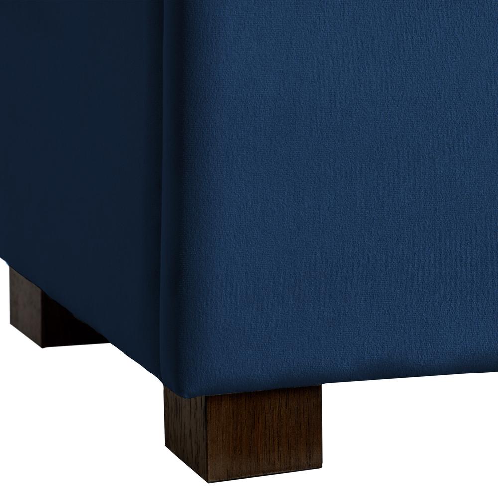 CorLiving Velvet Ottoman with Storage Navy Blue. Picture 9