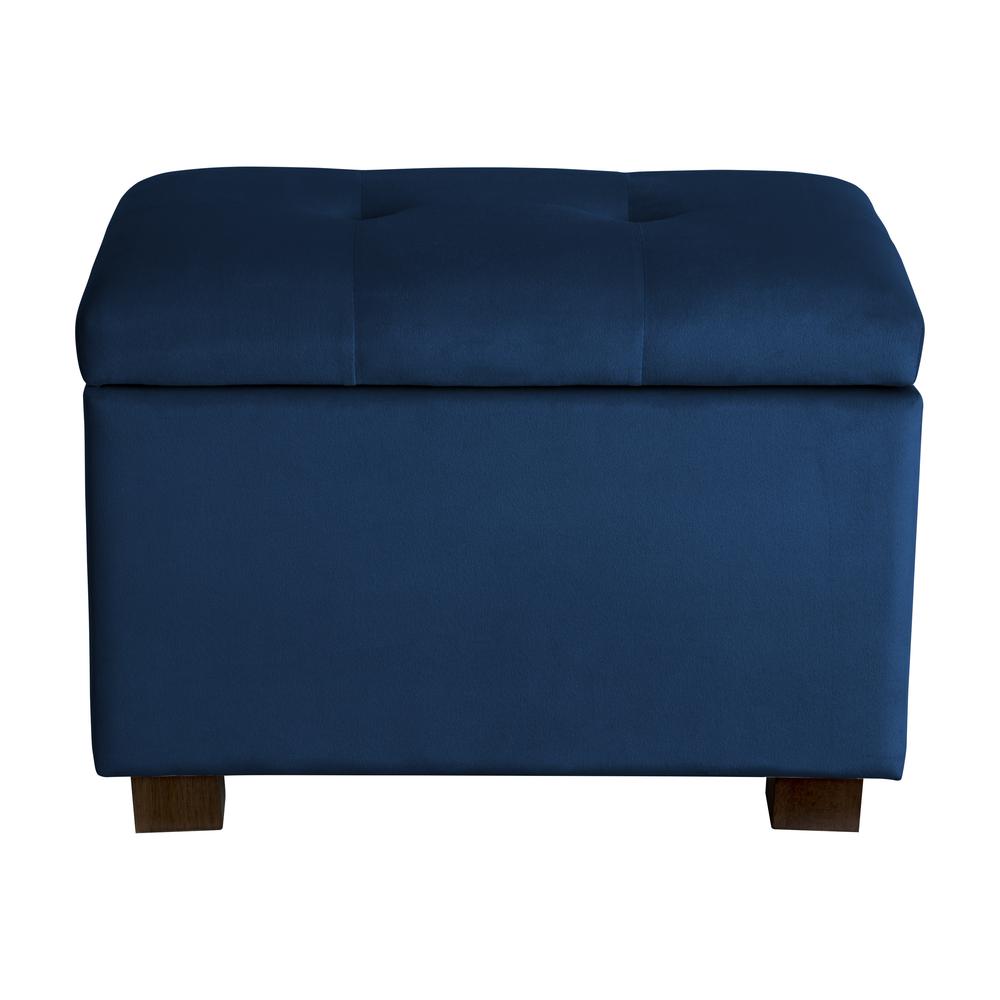 CorLiving Velvet Ottoman with Storage Navy Blue. Picture 1