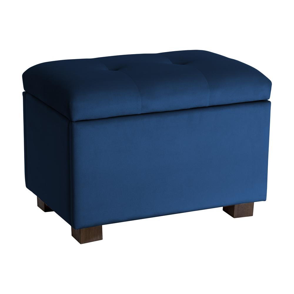 CorLiving Velvet Ottoman with Storage Navy Blue. Picture 2