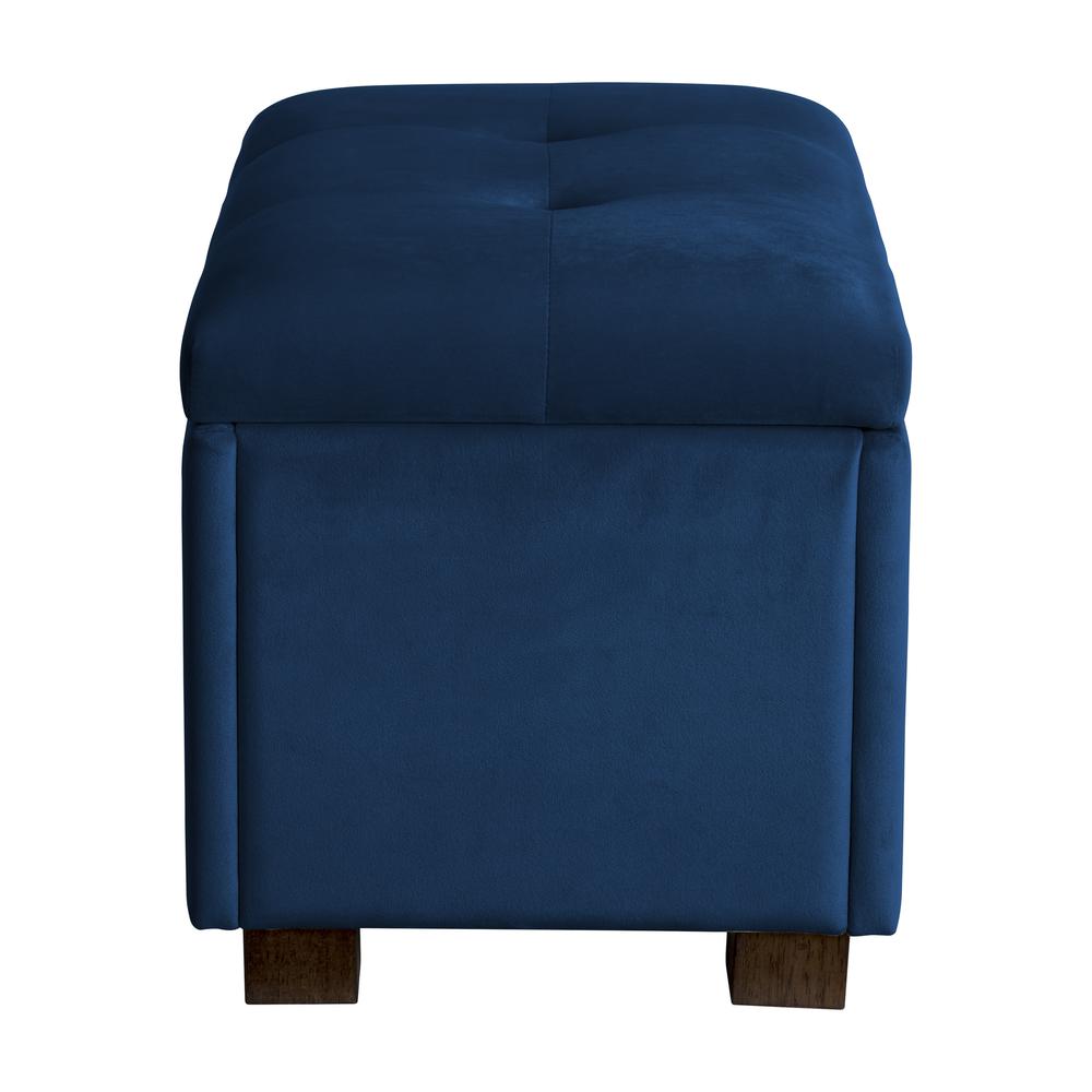 CorLiving Velvet Ottoman with Storage Navy Blue. Picture 4