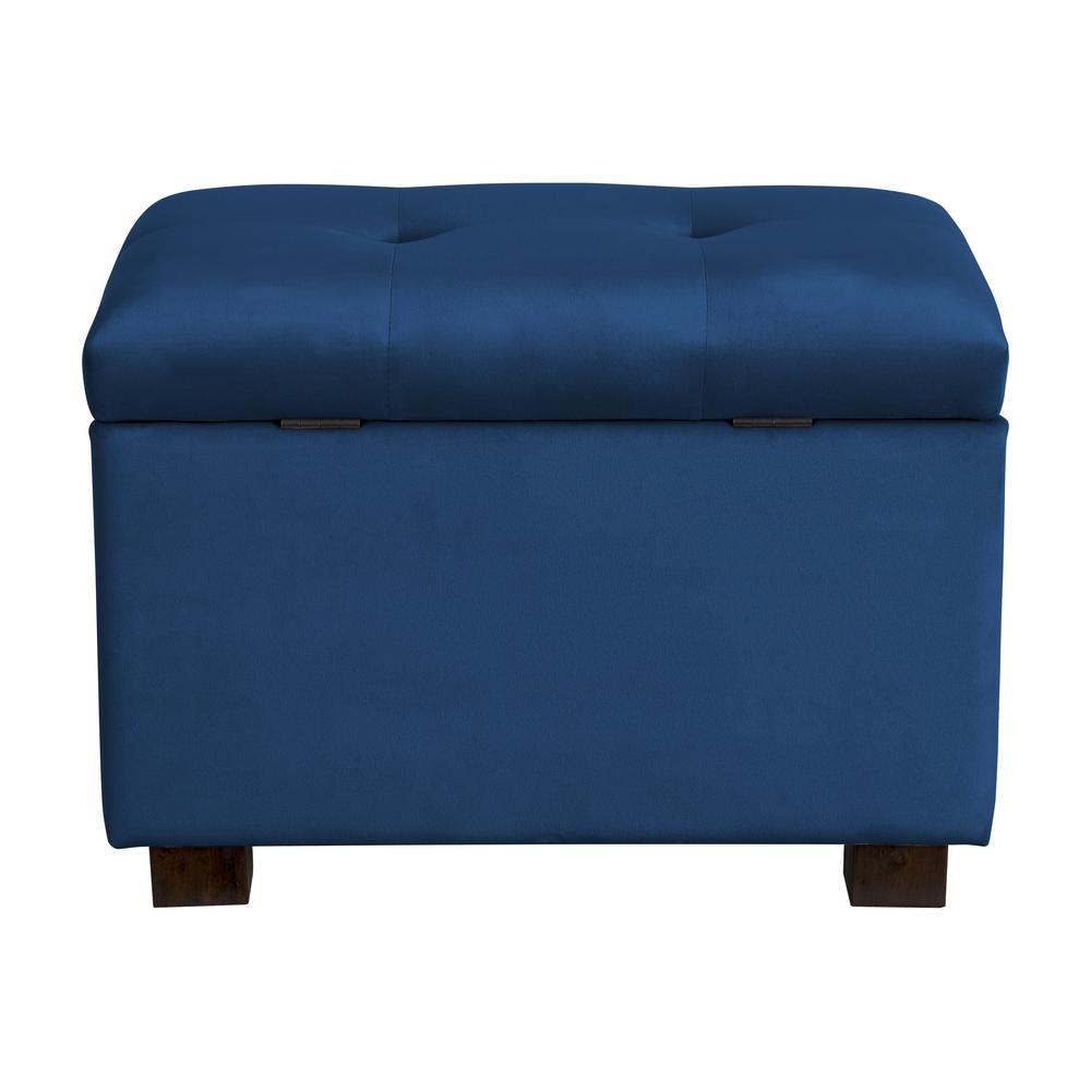 CorLiving Velvet Ottoman with Storage Navy Blue. Picture 5