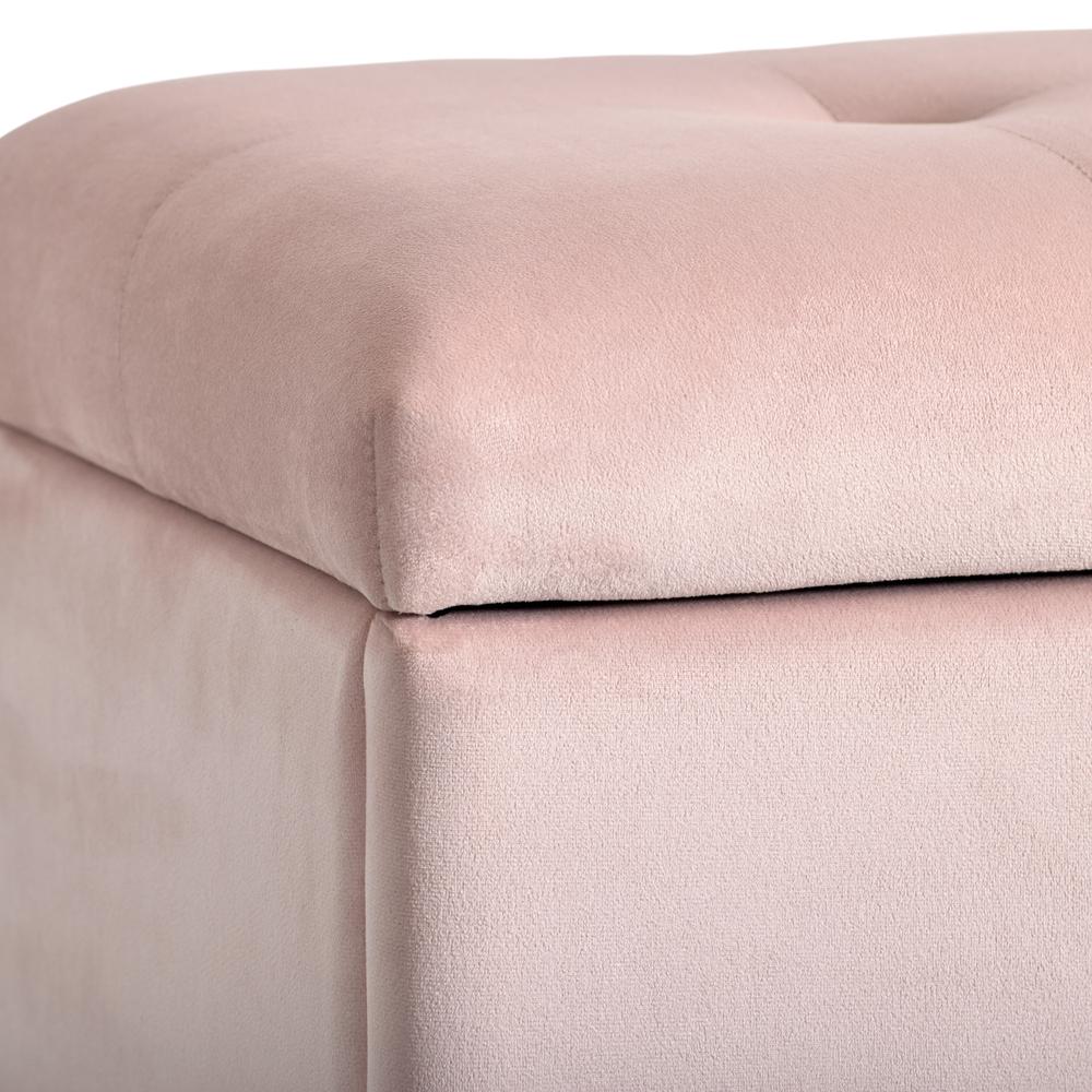 CorLiving Velvet Ottoman with Storage Pink. Picture 8
