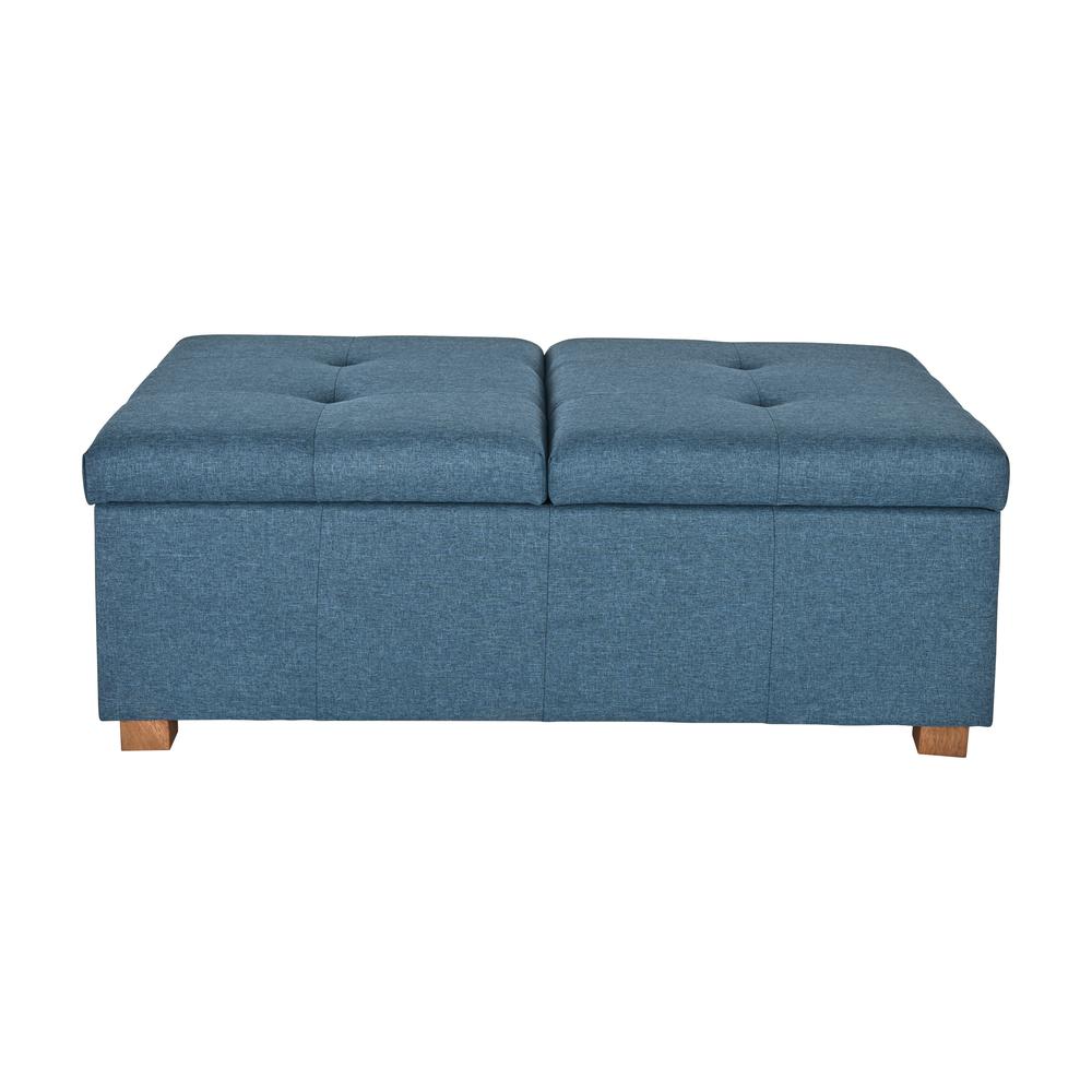 CorLiving Double Storage Ottoman Bench, Blue. Picture 1