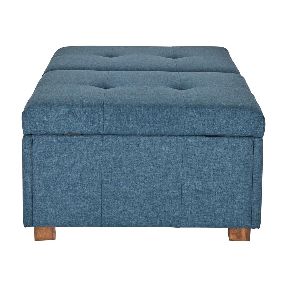 CorLiving Double Storage Ottoman Bench, Blue. Picture 4