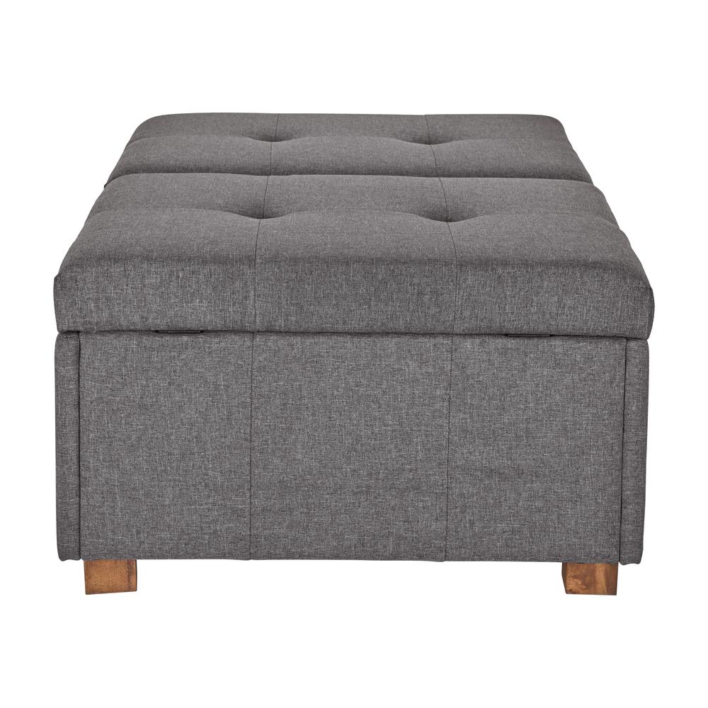 CorLiving Double Storage Ottoman Bench, Silver Brown. Picture 4