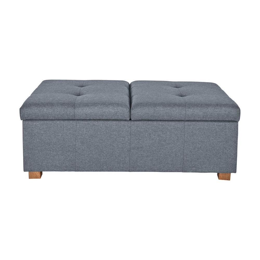 CorLiving Double Storage Ottoman Bench, Medium Grey. Picture 1