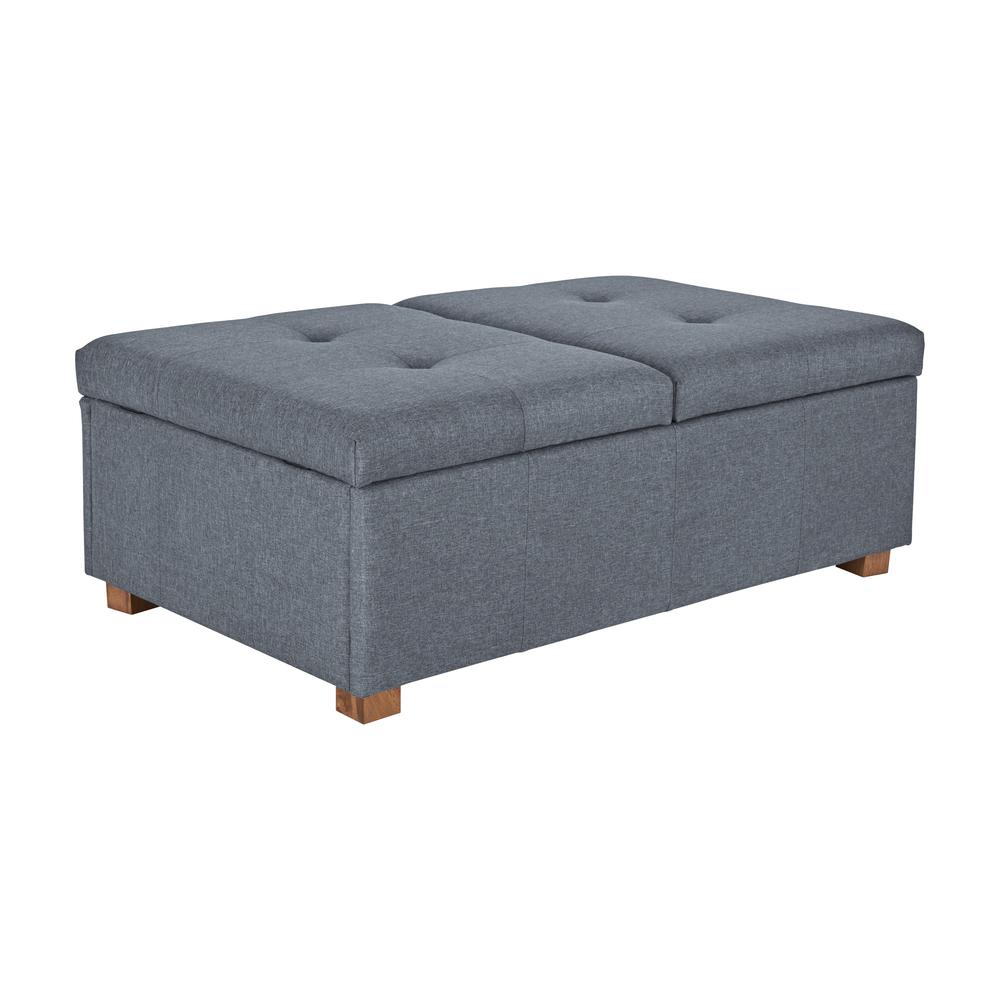 CorLiving Double Storage Ottoman Bench, Medium Grey. Picture 2
