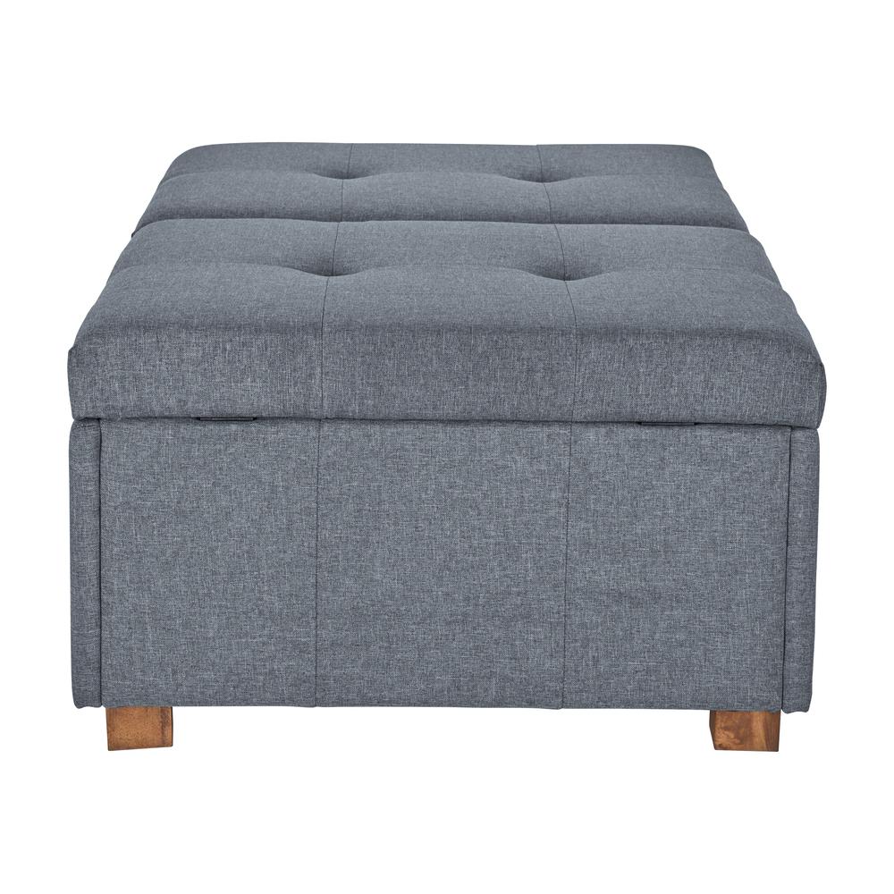 CorLiving Double Storage Ottoman Bench, Medium Grey. Picture 4